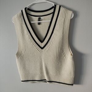 H&M Cream V-Neck Sweater Vest